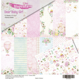 Набір скраппаперу, Dear Baby Girl, 12 двосторонніх аркушів + бонус, 30,5х30,5 см, Magenta Line