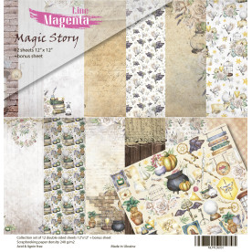 Набір скраппаперу, Magic Story, 12 двосторонніх аркушів + бонус, 30,5х30,5 см, Magenta Line