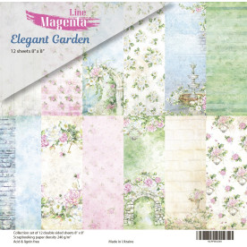 Набір скраппаперу, Elegant Garden, 12 двосторонніх аркушів, 20х20 см, Magenta Line