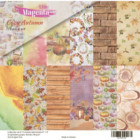 Набір скраппаперу, Cozy Autumn, 12 двосторонніх аркушів , 20x20 см, Magenta Line