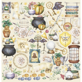 Scrapbooking paper for cutting out, Magic Story, 12 inch, Magenta Line