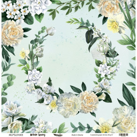 Double sided scrapbooking paper, White Spring 03, 240 g/m2, 12 inch, Magenta Line