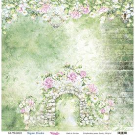 Double sided scrapbooking paper, Elegant Garden 03, 240 g/m2, 12 inch, Magenta Line