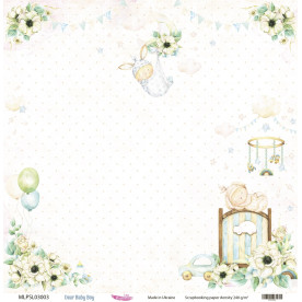 Double sided scrapbooking paper, Dear Baby Boy 03, 240 g/m2, 12 inch, Magenta Line