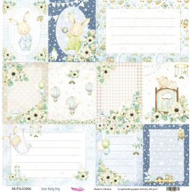 Double sided scrapbooking paper, Dear Baby Boy 06, 240 g/m2, 12 inch, Magenta Line