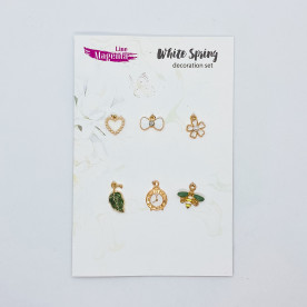 Набір декору для скрапбукінгу, 6 елементів, White Spring, Magenta Line