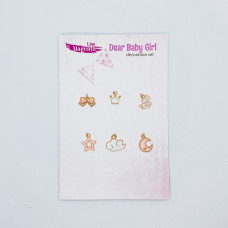Scrapbooking decoration set, 6 items, Dear Baby Girl, Magenta Line