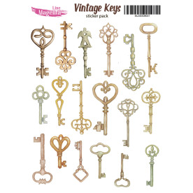Stickers set Vintage Keys 01, 13x18 cm, Magenta Line