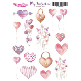 Stickers set My Valentine 04, 13x18 cm, Magenta Line