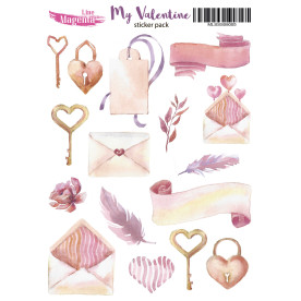 Stickers set My Valentine 05, 13x18 cm, Magenta Line
