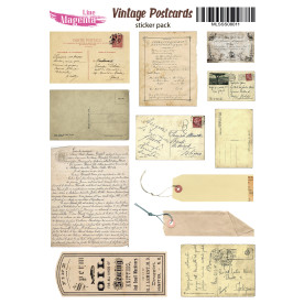 Stickers set Vintage postcards 11, 13x18 cm, Magenta Line