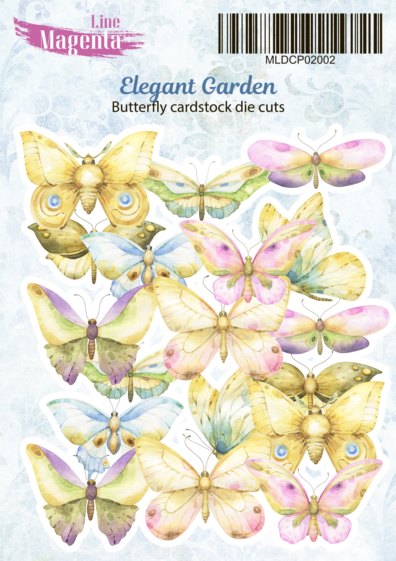 Набор высечек, Бабочки Elegant Garden, Magenta Line