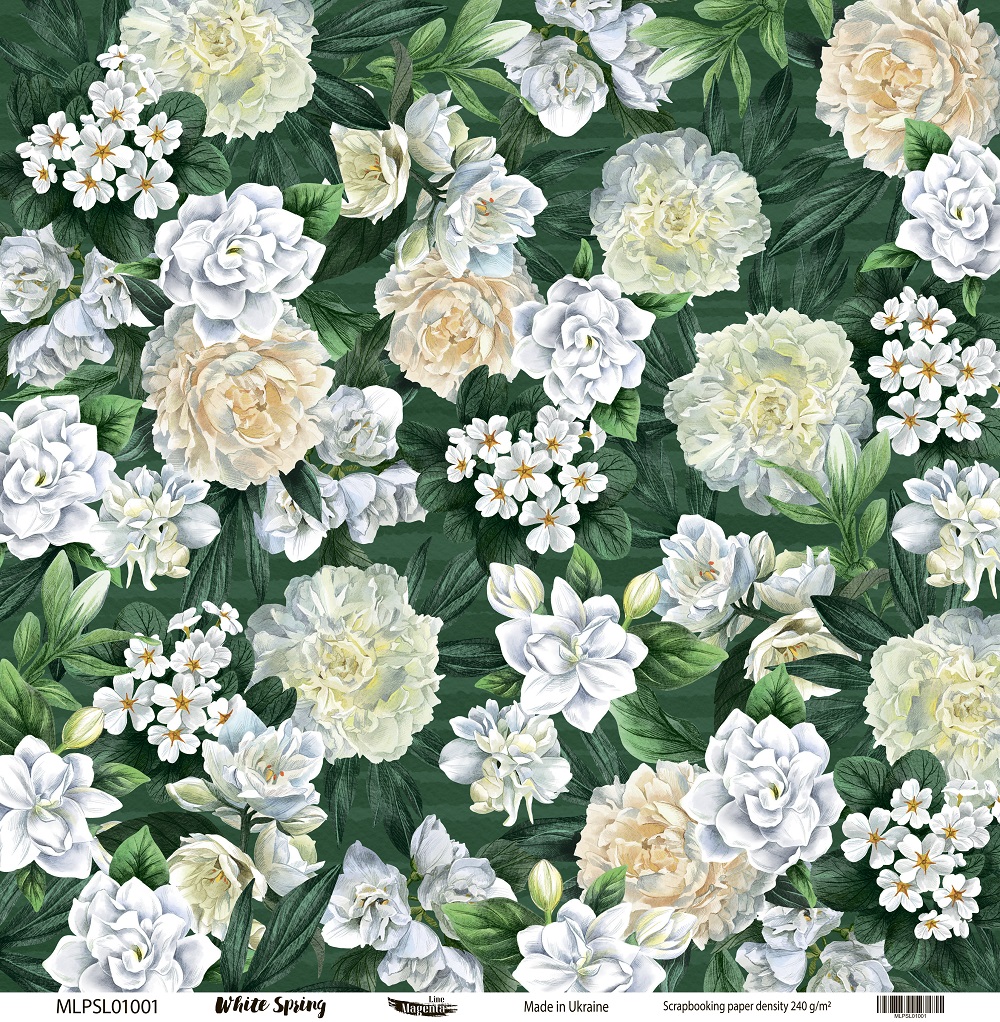 Набор скрапбумаги, White Spring, 12 двусторонних листов, 20х20 см, Magenta Line