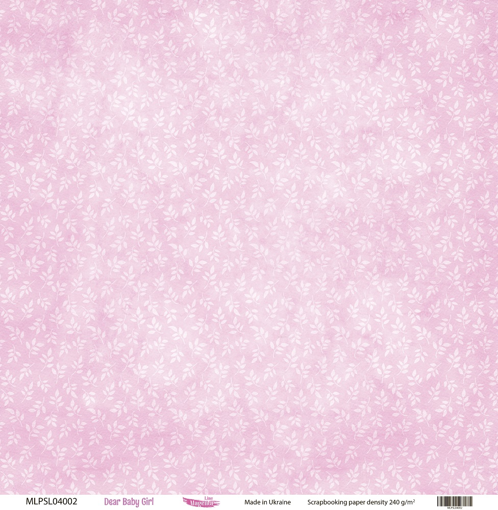 Double sided scrapbooking paper, Dear Baby Girl 02, 240 g/m2, 12 inch, Magenta Line