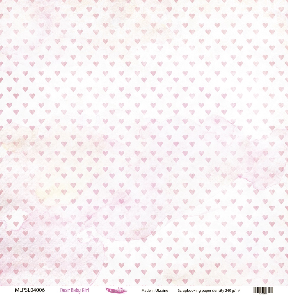 Double sided scrapbooking paper, Dear Baby Girl 06, 240 g/m2, 12 inch, Magenta Line