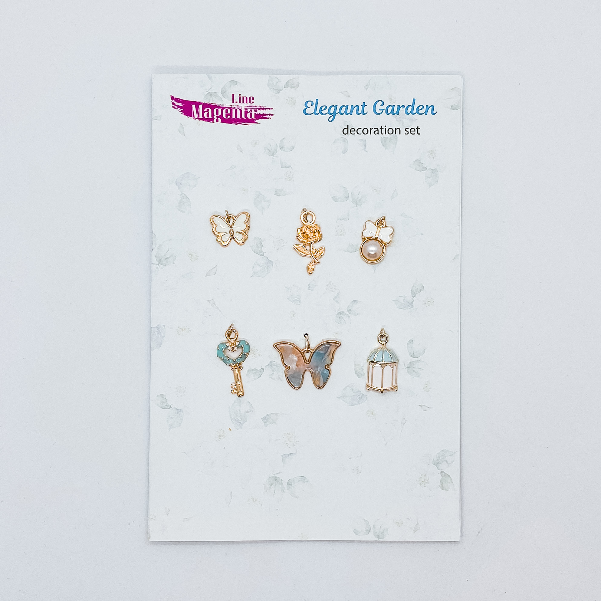 Набір декору для скрапбукінгу, 6 елементів, Elegant Garden, Magenta Line