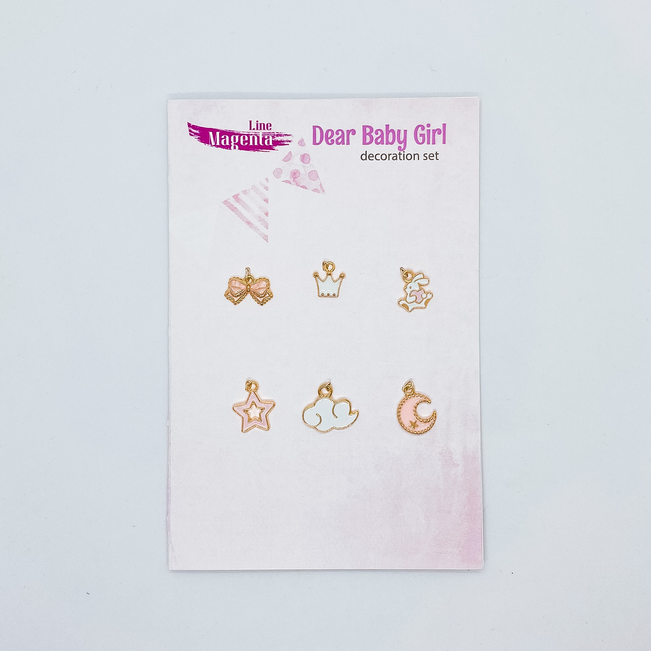 Scrapbooking decoration set, 6 items, Dear Baby Girl, Magenta Line